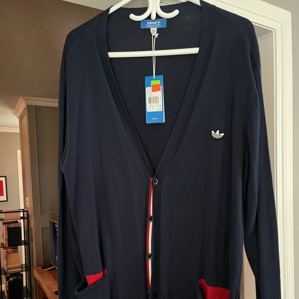 New with tags adidas navy blue cardigan size XL